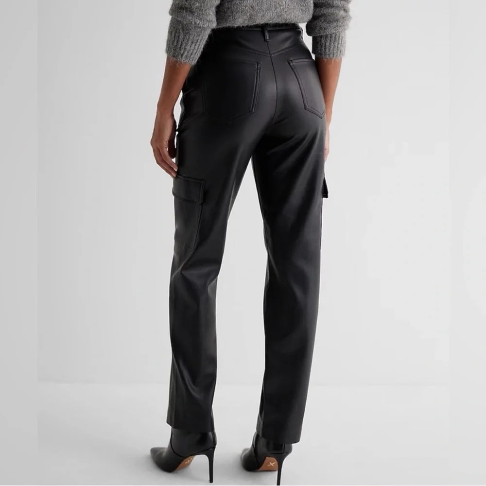 Express Faux Leather Cargo Straight Pants - Picture 7 of 8